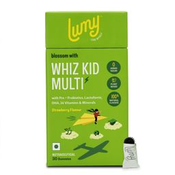 lumy MultiVitamin Gummies For Kids: Pre+Probiotic, DHA For Happy Gut, Bright Brains|30 Gummies|Plant Vit D3 & Lactoferrin|Vit A,B,C, Zinc For Immunity, Vision & Bone Health|Veg|Age 7-15 image 1