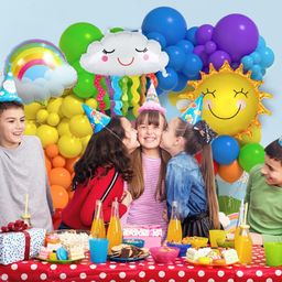 Party Propz Rainbow Theme Rubber Birthday Decorations Kit - 75Pcs, Rainbow Balloons| Sun Theme Birthday Decoration Items For Girls | Cloud Balloons for Decoration | Bday Decorations, Large Multicolour image 4