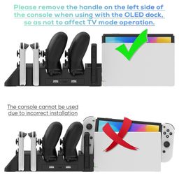NALACAL Charging Dock Compatible with Nintendo Switch Pro Controllers and for Joy Cons & OLED Model for Joycon,Multifunction Charger Stand for Switch with 2 USB 2.0 Plug and 2.0 Ports image 5