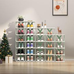 NYALKARAN Multi-Purpose Stackable Shoe Rack Adjustable Slots Shoe Organiser (Mint Green, 8 Layer) image 3