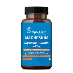 Simply Earth Magnesium Complex supplements - 120 Veg Tablets with Magnesium Glycinate; Citrate; Oxide & added Zinc - Promotes Healthy Bones; Supports Nerve & Muscle Function image 1