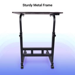 ZEBRONICS DOW Y1, Laptop Table, 360° Rotating Wheels with Lock Mechanism, Easy Setup, Adjustable Height, Sturdy Metal, Cup Holder, Holder [Tablet, Pen, Mobile], Suitable for Laptop, Reading, Drawing image 4