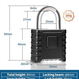 store 2508 Store2508 Stainless Steel & Zinc Alloy Heavy Duty Number Combination Padlock with 4 Digits Numeric Password, Black image 3