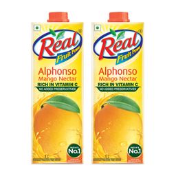 dabur Real Fruit Juice, Alphonso Mango, 1L (Pack of 2) image 1
