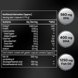 TATA 1mg Triple Strength Omega 3 Fish Oil Capsules 1250mg | High Strength Omega 3 supplement with 560mg EPA & 400mg DHA | For muscle recovery, heart & joints | Pack of 60 image 5