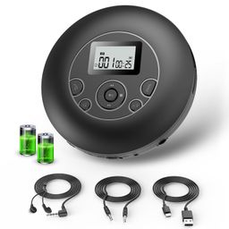 Desobry Portable CD Player with Rechargeable Battery Personal CD Players with Headphones LCD Display Anti-Skip Protection Playback Memory CD Player for Car Walkman CD Player Music Media image 1