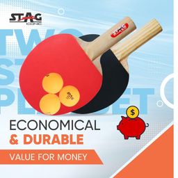 Stag Iconic 2 Star Professional Table Tennis (T.T) Playse - Table Tennis Rackets and T.T Balls Included| All-in-One Ping Pong Paddle Playset image 3