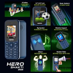 Lava Hero Shakti 2025 Dual Sim Keypad Mobile Phone (with Vibration Alert) | 1.8" Display | Super Saving Battery Mode | Stylish Design | Number Talker | (Dark Blue) image 2