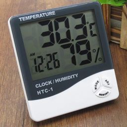 SKADIOO Room Temperature Meter Digital - Humidity Tester and Hygrometer with Alarm Clock - LED Monitor with Temperature Sensor - Digital Clock for Home - Silver image 3