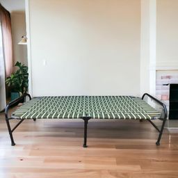 nattnak we truly cares NATTNAK Single Folding Bed Size 3x6Ft Iron Frame with Nylon Niwar Home Outside Picnic Use SpaceSaving Folding Cot image 2
