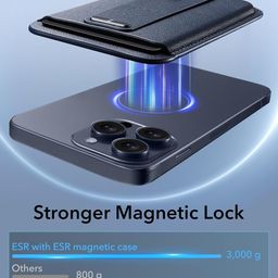 ESR Magnetic Wallet, Compatible with MagSafe Wallet, for iPhone Card Holder with Secure-Grip Finger Loop, for iPhone 16/15/14/13/12 Series, Not for 13/12 Mini, 3-Card Holder, Vegan Leather, Dark Blue image 2