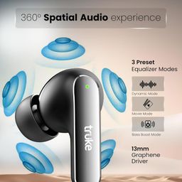 truke Buds F1 Ultra True Wireless in Ear Earbuds Spatial Audio Experience, 60H Playtime Ear Buds, Quad Mics Crystal-Clear Calls, Fast Charging, Bluetooth 5.3, Noise Cancellation, Gaming Mode (Black) image 2