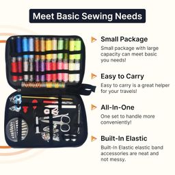 Kuell Premium Sewing Kit – Complete Stitching Set for Home, Travel & Emergency | Includes Needles, Threads, Scissors, Buttons, Seam Ripper & More in Portable Case – Ideal for Beginners & Experts image 2