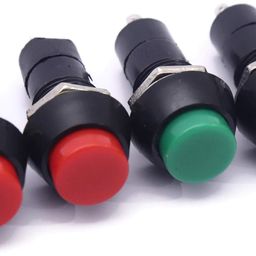 Electronic Spices GREEN AND RED On/Off 2 pin Self-Locking Latching Push Button Switch Locking Car, Boat Dashboard pair of 2 image 1