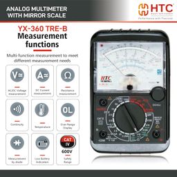htc instrument YX-360 TRE-B, HTC HAZARI TECH CONNECT Digital & Analog Multimeter with Mirror Scale, hFE Test | Diode, AC/DC Voltage Measurement - Versatile Multimeter for Electronics and Electrical Testing image 5