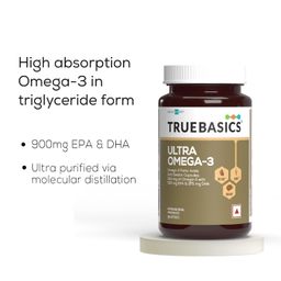 TrueBasics Ultra Omega 3 Fish Oil (30 Capsules) | Triple Strength with 1150mg Omega 3, 525mg EPA & 375mg DHA | For Heart, Joints & Brain Health image 5