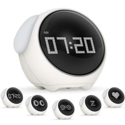 NYRWANA Alarm Clock, Alarm Clocks for Heavy Sleepers, Digital Alarm Clock for Students with Adjustable Brightness, Snooze Function, Temperature & Touch to Wake (White) image 1