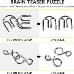 street27 8pcs Metal Wire Puzzle Set - Problem Solving and Mind Exercise Educational Fidget Toys, Assorted Disentanglement Puzzles for Gifts, Party, Prizes - Brain Teaser IQ Test (A) image 2