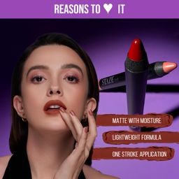 Staze 9to9 Pout On Matte + Smudgeproof Lip Crayon | Non-Drying & Transferproof | Pigmented Matte Finish | 12-Hour Stay | Lightweight | 05 Cocoa Loco | 3.5 g image 4