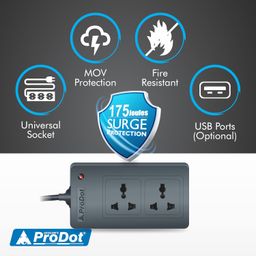 ProDot Power Spike Guard, Strip Surge Protector with Master Switch and 1 Outlets with 2 USB, Heavy Duty Extension Cord for Home, Office, Travel & Phone Charging Bricks (2.5 Meter) image 5