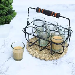 e kysa basics Cutting Tea/Chai Iron Stand Holder (Hand-Painted) for Serving image 4