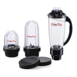 Prime Plus Deluxe Juicer jar and Bullet Jar Combo ABS Plastic Set of 2 Bullet Jars (500ml and 350ml) 1 Juicer Jar 1500ml Black image 1