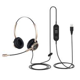 emaiker USB Headset with Noise Cancelling Microphone PC Headphone with Mic Mute Call Button for Office Call Center Skype Chat Teams Zoom Dragon Voice Recognition Speech Dictation Chromebook Mac image 1