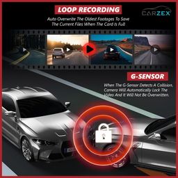 Carzex 3 Channel 4 Inch IPS Dashboard Screen for Car with Full HD Dash Cam, 1080P DVR Recording, Front/Rear/Inside View, G-Sensor & Loop Video Recording for Car Security (Micro SD Card Supported) image 5