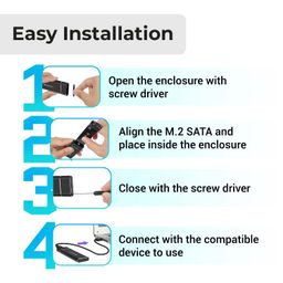 Zebronics CM01 M.2 SATA SSD Enclosure with Aluminum Case, Type-C 3.1 Gen 1, Upto 5Gbps* and Upto 2TB Max. Storage Capacity. image 3