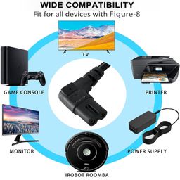 Storite 2 Mtr 2-pin L-Shape Universal Replacement AC Power Cord Cable Wire for Printer, Laptop PC Notebook Computer, Tape Recorder, Camera Black image 5