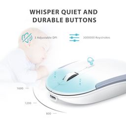 iClever Wireless Keyboard and Mouse GK08 - Rechargeable, Ergonomic, Quiet, Full Size Design with Number Pad, 2.4G Stable Connection Slim Mac Keyboard and Mouse for Windows, Mac OS Computer, Silver image 5