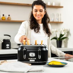 Westinghouse 4 Slice 1750W Retro Toaster | Removable Bun Attachment, 6 Browning Levels, Bread Centring, Defrost, Warm-up & Stop Function, Extendable Crumb Tray | 2-Yr Warranty (Black) image 5