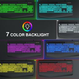 SABLUTE Wired Keyboard and Mouse, Large Print Backlit Keyboard with Wrist Rest and 7-Color Backlit, Lighted Computer Keyboards Easy to See, Light Up USB Keyboard Mouse Combo for PC, Windows, Laptop image 4
