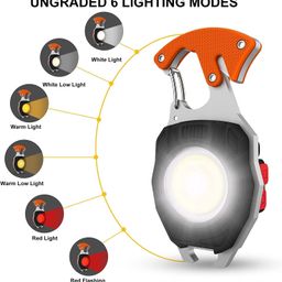 AxrParv Portable LED Flashlight COB Keychain Emergency Light for Outdoor Rechargeable Flashlights with 500 Lumens Rechargeable Lighter Whistles Screwdriver Bottle Opener image 2