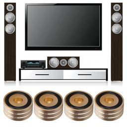 luroze Speaker Isolation Spikes Stand Base Aluminum Alloy Vibration Proof 40x20mm Speaker Spikes For DVD Player Universal CNC Machining For Recorder For Speaker gold image 3