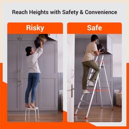 Bathla Advance Carbon - 5 Step Foldable Aluminium Ladder with Scratch Resistant Smart Platform and Sure-Hinge Technology (Orange) image 5