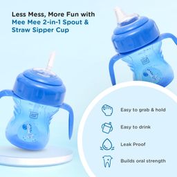 Mee Mee Anti Spill, Interchangeable Sipper/Sippy Cup 150ml with Soft Silicone Spout and Straw BPA Free, 6m+ (Blue) image 2