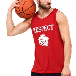leotude Men Printed Round Neck Sleeveless Regular Fit T-Shirt (Color Red) image 1