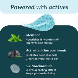 Man Matters 3 in 1 Action Charcoal & Menthol Body Wash | With Menthol, 5% Niacinamide & Activated Charcoal Beads | For Instant Cooling, Odor Protection & Improves Skin texture | 250ml image 4
