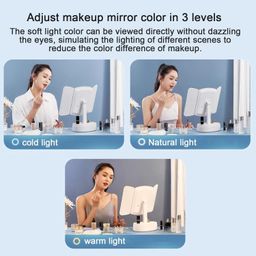 Jukmen Tri-fold Lighted Vanity Makeup Mirror with 3x/2x/1x Magnification, Led Light and Touch Screen 180° Adjustable Rotation,Battery and USB Powered,Countertop Cosmetic Mirror image 3