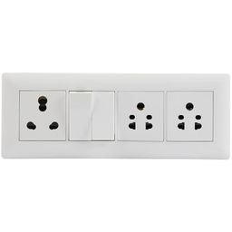 Havells Crabtree Anti Viral Switch (Athena) Combo of 8 M Plate, 6A/16A Socket, 16 Amp Switch & 6A Socket, White (Kit 14) image 1