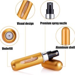 QNEEK 5ml Portable Mini Perfume Atomizer Bottles, Refillable Spray Bottle, Scent Pump Case, Empty Bottles for Travel and Outgoing (2 Pack-Multi Color) image 3