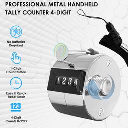 Trushine 4-Digits Metal Hand Tally Counter | Mechanical Palm Counter | Handheld Pitch Clicker Counter | Number Count for Row, People, Games, Fishing, Knitting image 2
