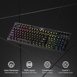 Redragon K513 RGB Membrane Gaming Keyboard, Standard 104 Keys Linear Mechanical-Feel Keyboard w/ 5 Extra On-Board Macro G Keys, Dedicated Media Control, Solid Metal Top Case image 2
