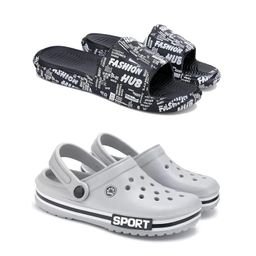 WINGSCRAFT Men's Rover Lightweight Comfortable| Slides|Clogs| Sandals with Adjustable Back Strap for Men Black,Grey-Combo-3103-3016-10 -P image 1