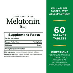 Nature's Bounty Dual Spectrum Bi-Layer Melatonin 5 mg Tablets - 60 Count image 2
