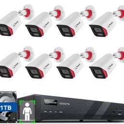QIDOTS 8 Channel CCTV Combo Set 4K 8 MP IP Bullet Cameras with 8 Channel NVR 8pc Metal Body Bullet IP Camera ColourVu Dual Mode with 1TB Hard Disk with 8-Port POE Switch image 1