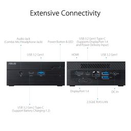 ASUS Compact Tiny Mini PC PN41 (Barebone) with 11th Gen Intel Celeron N4500 Processor (Without RAM, SSD & Windows) fanless, USB Power Delivery, 2.5G LAN, WiFi 6 USB 3.2 Type C, Bluetooth 5.0, Black image 5