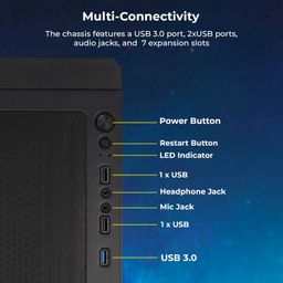 ZEBRONICS APEX Premium Gaming Cabinet/Case, Full-Tower, Supports E-ATX | ATX | mATX | ITX, AIO Upto 360mm, 4 Built-in ARGB Fans, Tempered Glass, USB 3.0, Magnetic Dust Filter image 5