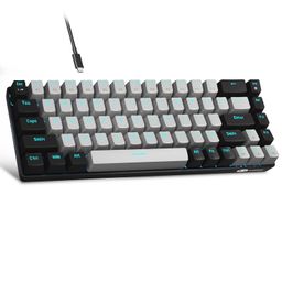 MageGee Portable 60% Mechanical Gaming Keyboard, MK-Box LED Backlit Compact 68 Keys Mini Wired Office Keyboard with Blue Switch for Windows Laptop PC Mac - Grey/Black image 1